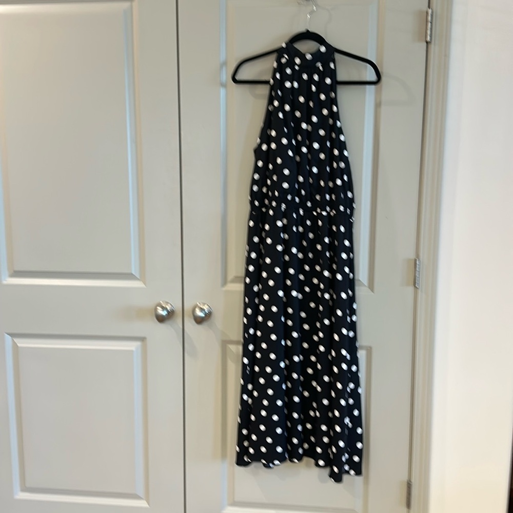 Ann Taylor LT black and white polka dot sleeveless dress